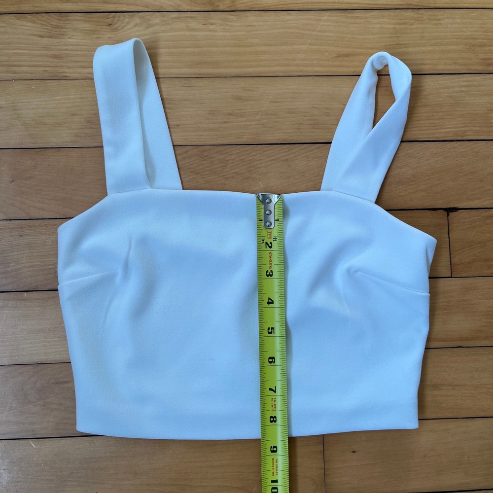 Dynamite White Square Neck Crop Top Wide Strap Back Zip XS - Picture 4 of 5